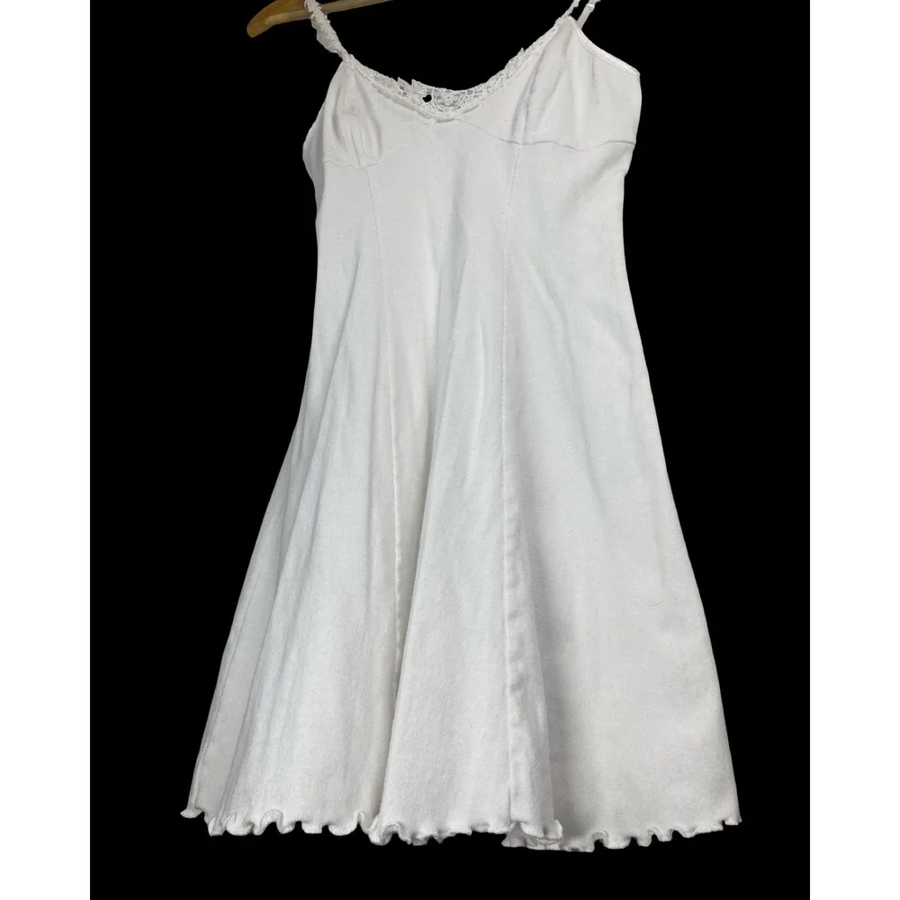 Vintage 90's Victorias Secret White Cotton Lace Trim Slip Dress Chemise S USA - Picture 5 of 8